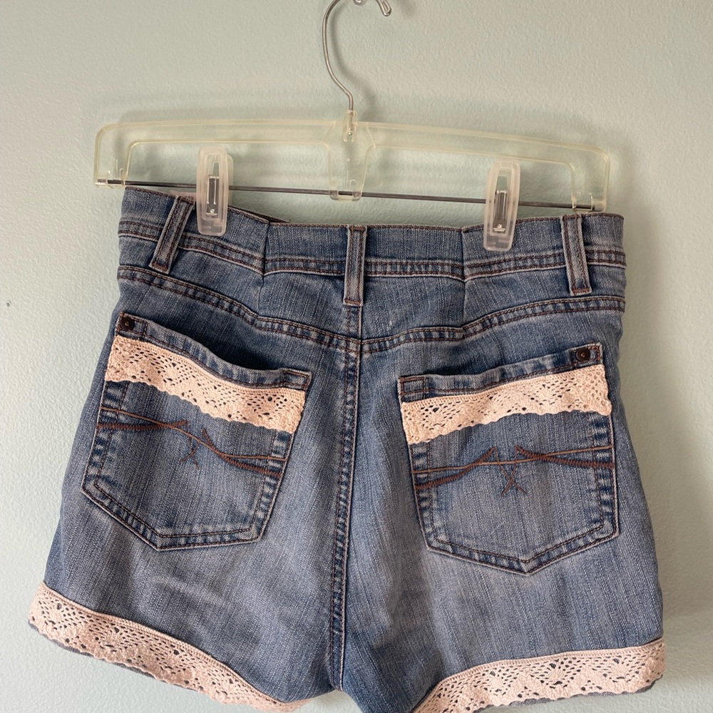 Denim Lace-Trimmed Women Shorts